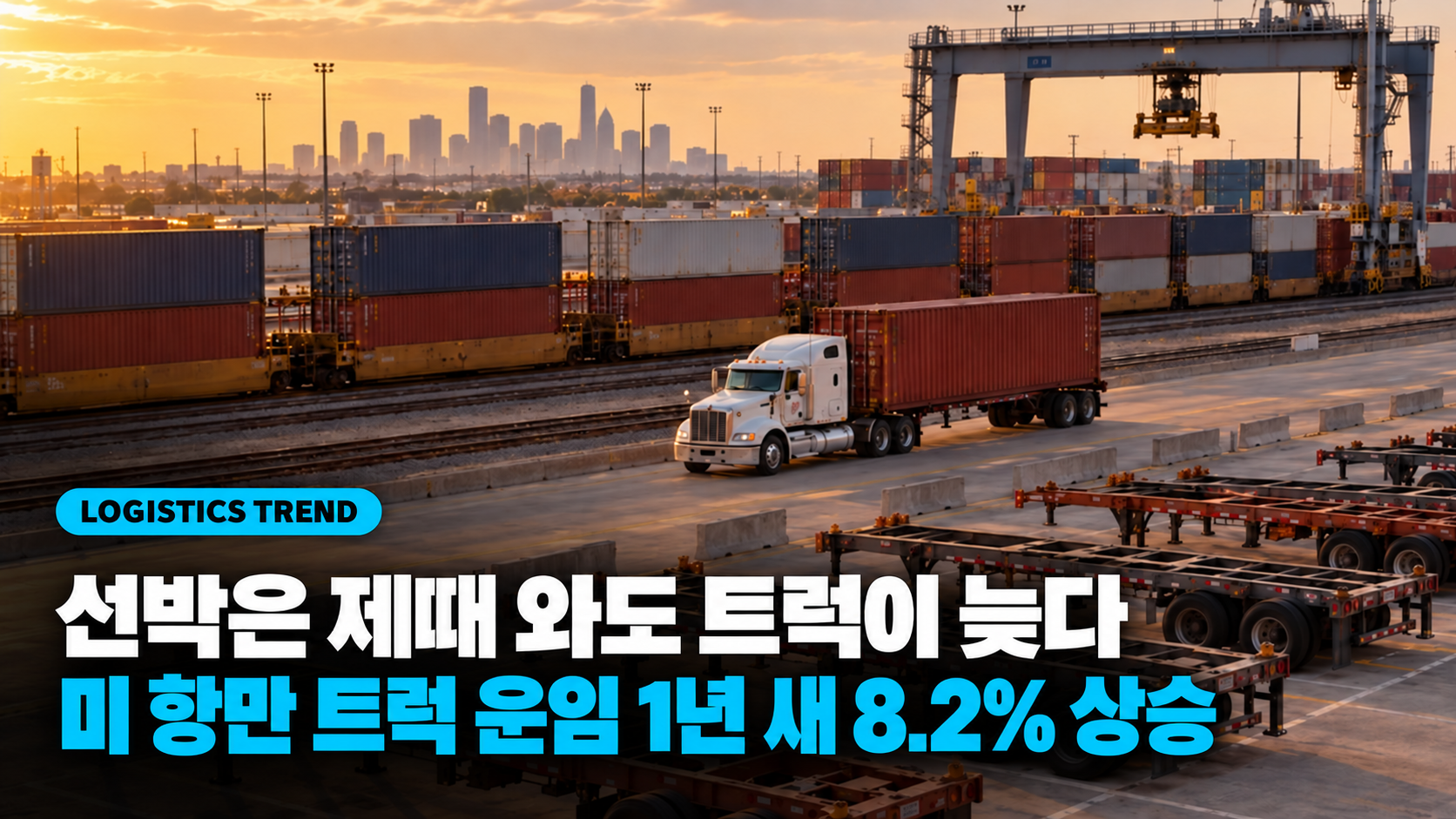 선박은 제때 와도 트럭이 늦다, 미국 항만 트럭 운임 1년 새 8.2% 상승